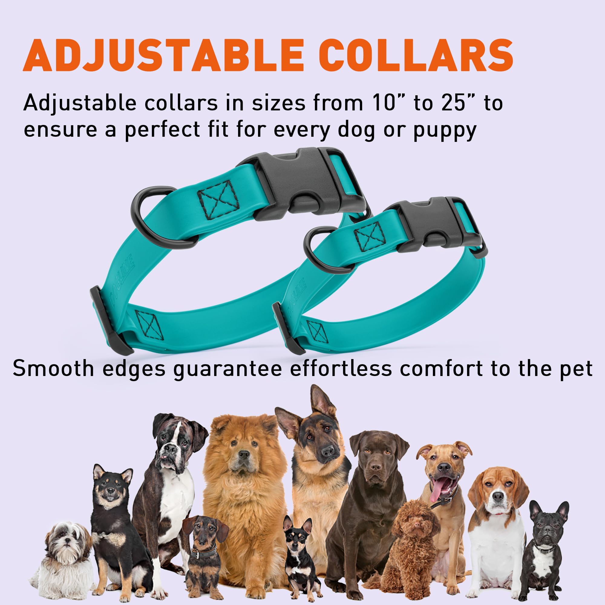Collar Dogline Biothane fácil de limpiar para uso diario