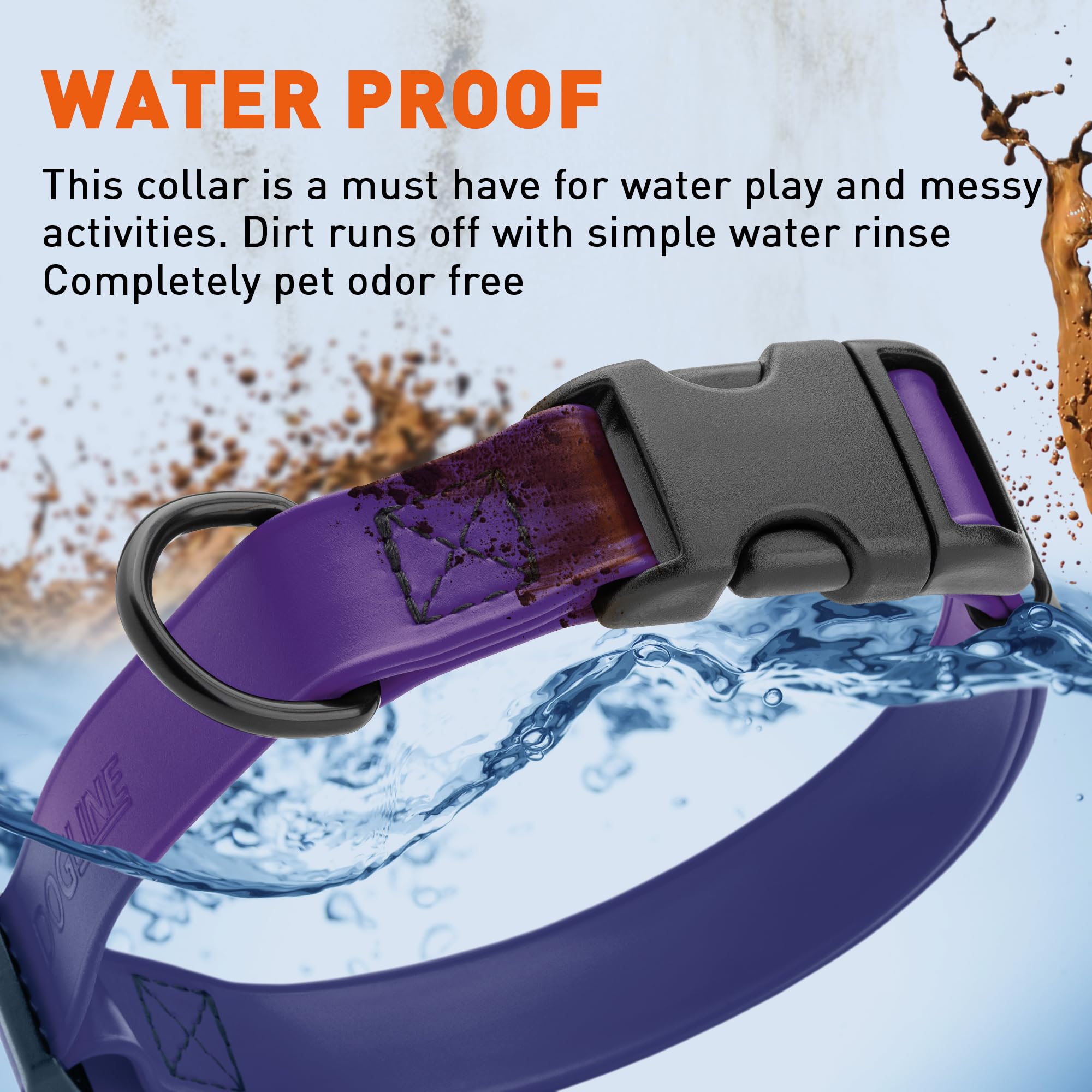 Collar Dogline Biothane, limpieza fácil con paño húmedo.