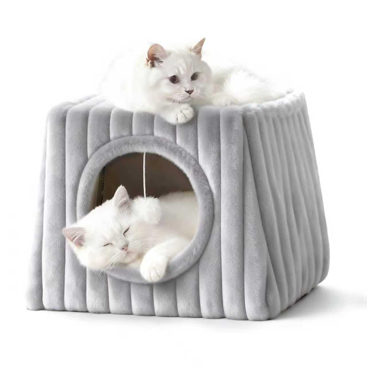 Dogpals casa-gatos-interior-doble-nivel con cama superior cómoda.