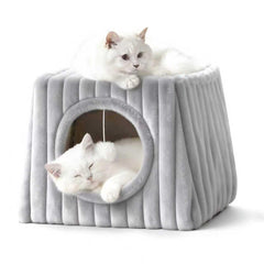Dogpals casa-gatos-interior-doble-nivel con cama superior cómoda.