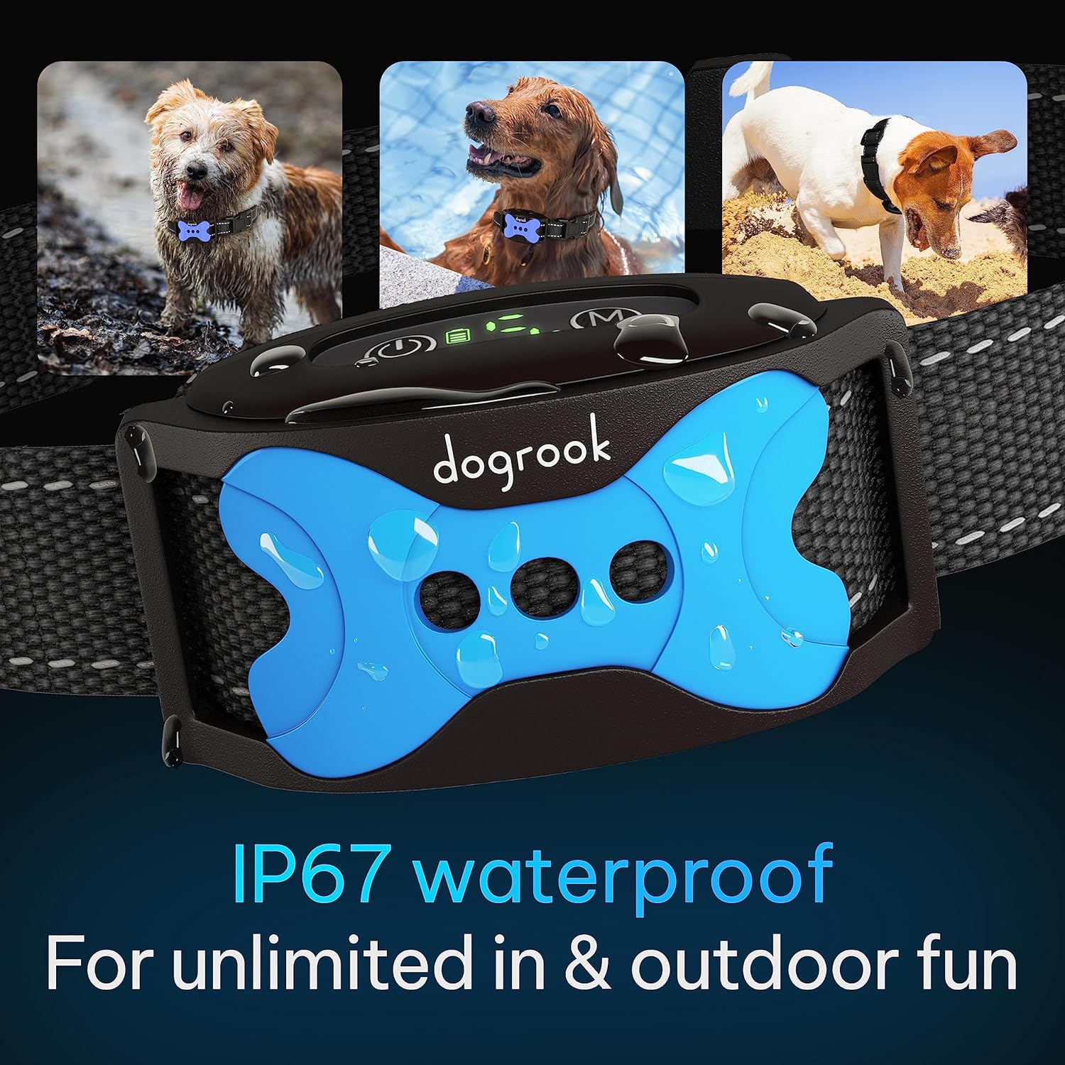 DogRook collar con ajuste de sensibilidad para perros de cualquier tamaño