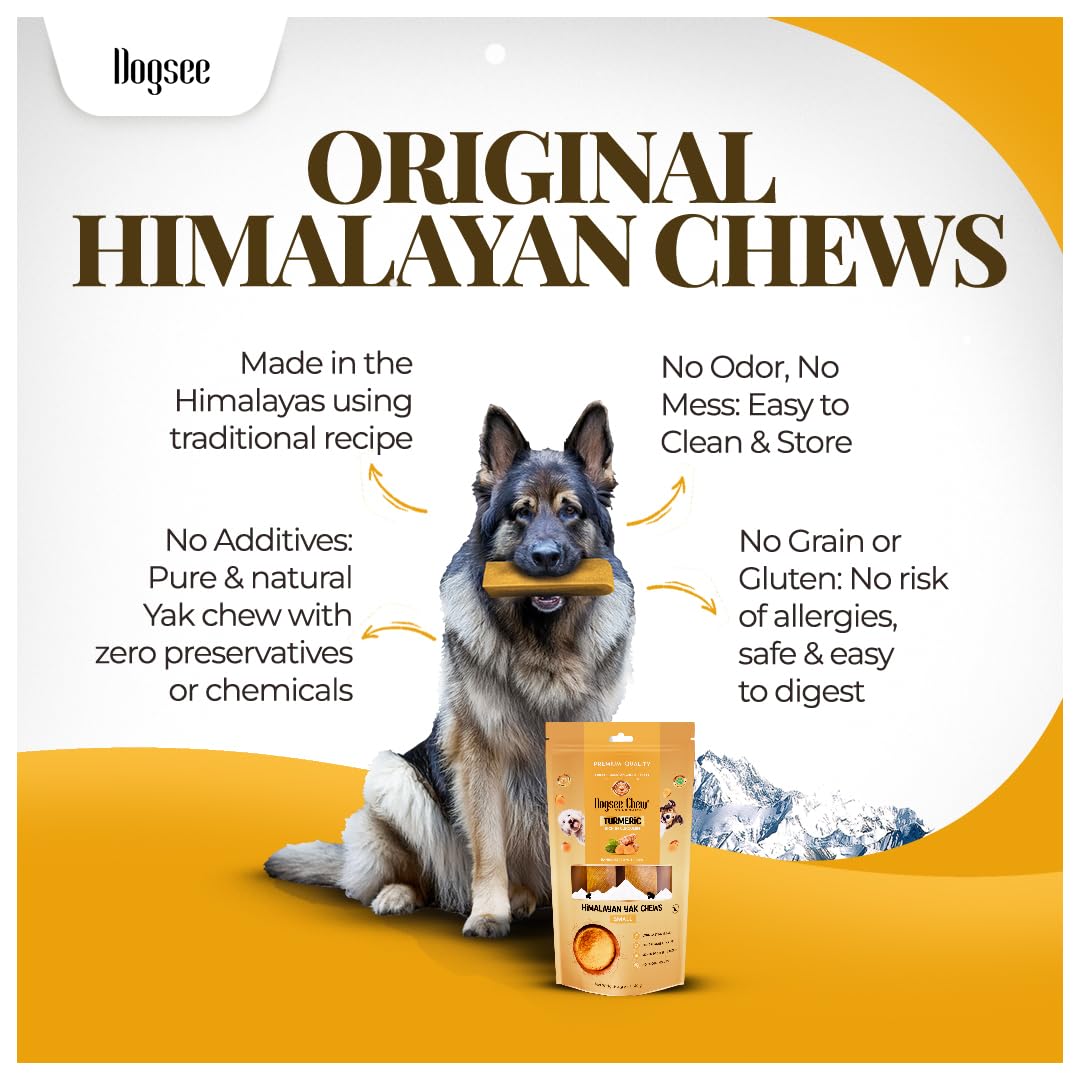 Barras grandes de Dogsee Yak Queso Himalayo con Cúrcuma para perros grandes.