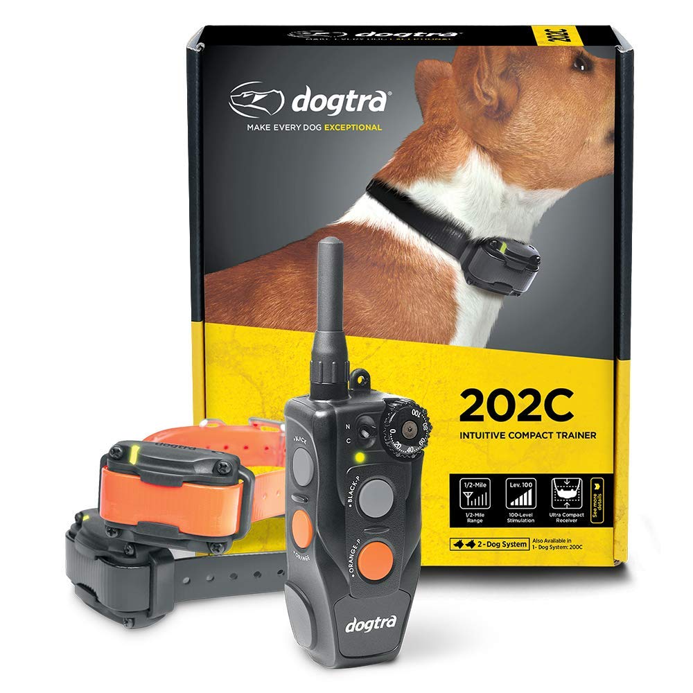 Dogtra 202C: control con una mano para ajustar niveles de entrenamiento.