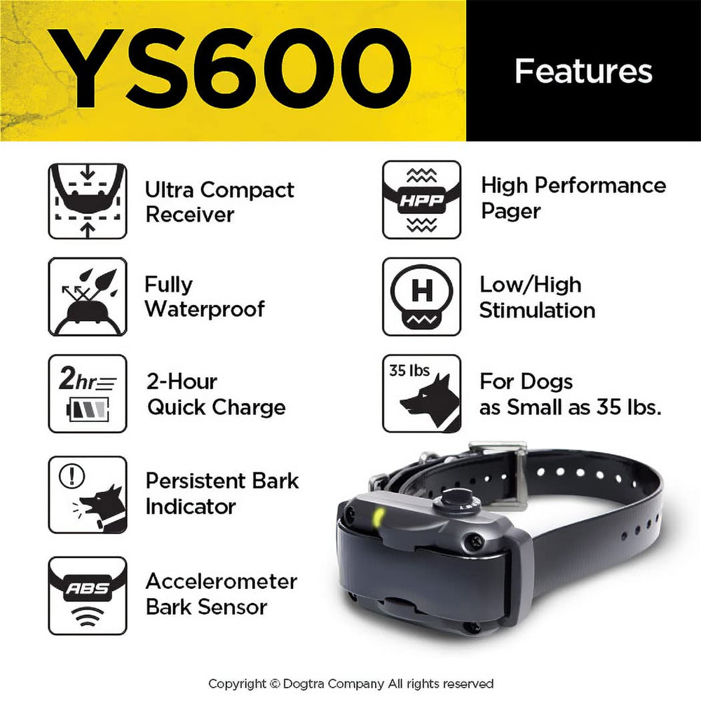 Dogtra YS600 sensor acelerometro detecta ladridos reales fácilmente.