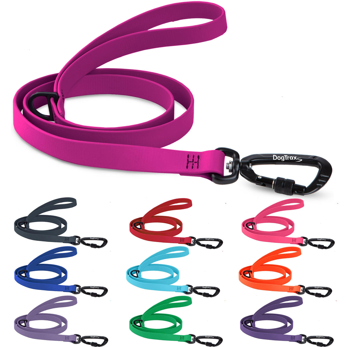 DogTraxs correa para perro Biothane de 3 pies, ideal para entrenamiento y paseos.