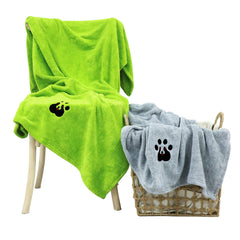 Dogvingpk toalla XL gris, gran cobertura para secar perros grandes tras el baño.