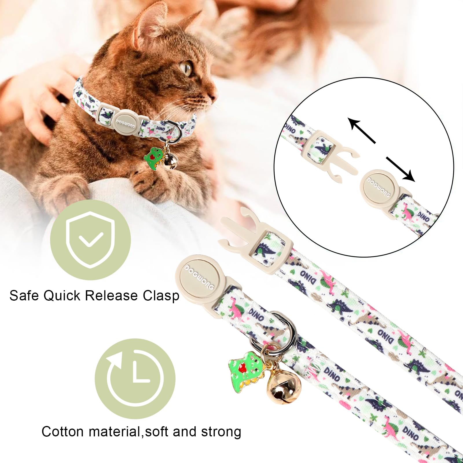 Collar DOGWONG con cascabel suave para ubicar al gato
