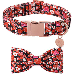 DOGWONG collar con lazo corazón, complemento adorable para pasear y celebrar San Valentín.