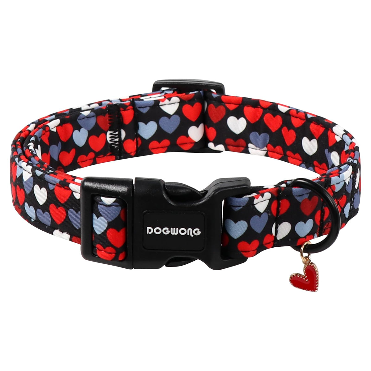 DogWong collar corazon rojo, ideal para destacar a tu mascota durante paseos.