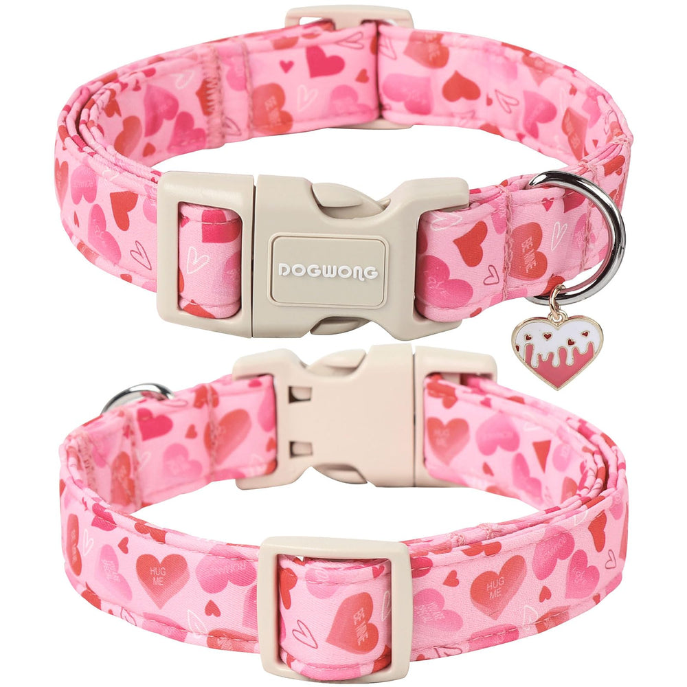 DOGWONG collar corazón rosa, hebilla rápida para colocarlo sin complicaciones.