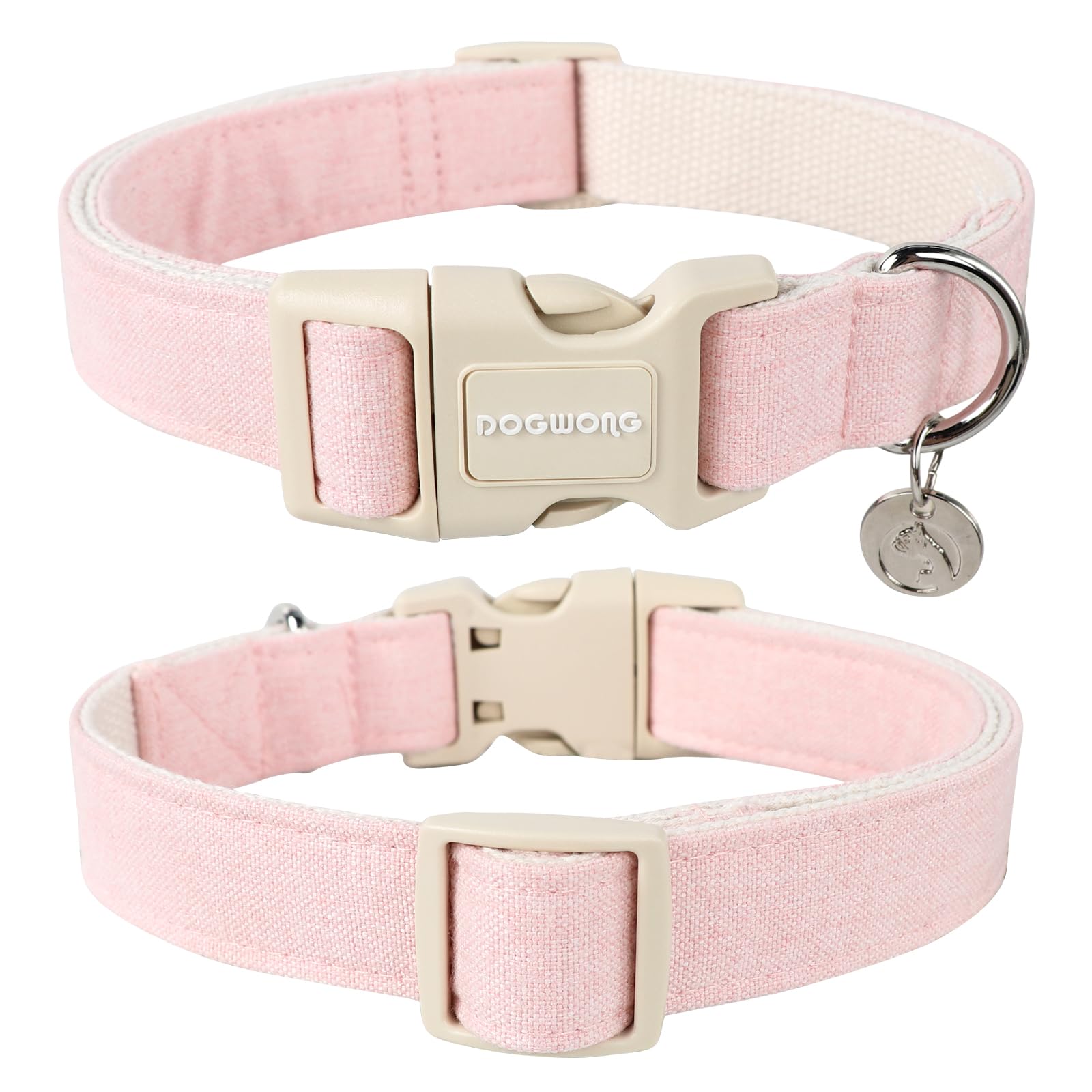 DOGWONG detalle de la tela natural rosa, ideal para comodidad diaria.
