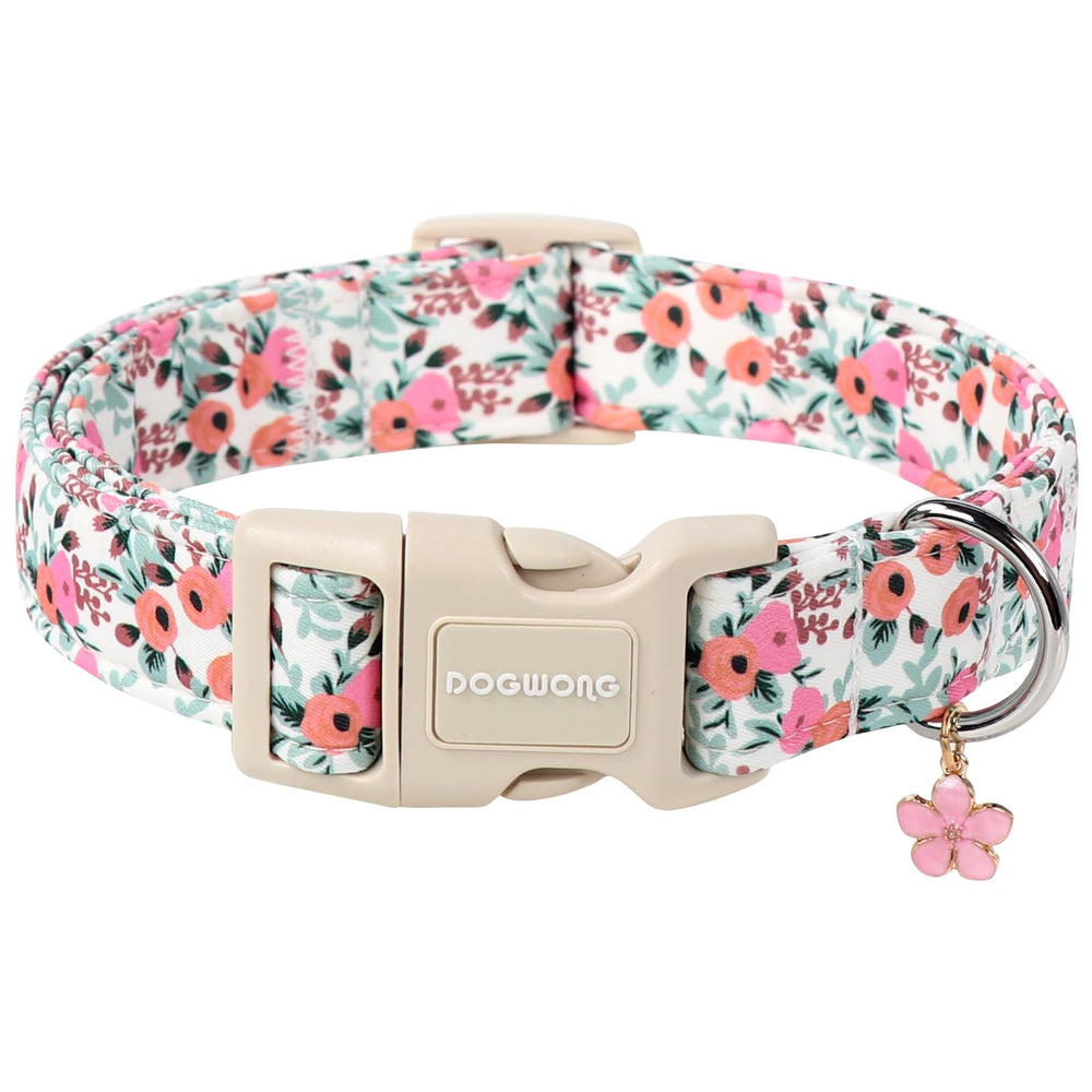 Collar DOGWONG Flower rosa suave para paseos diarios.