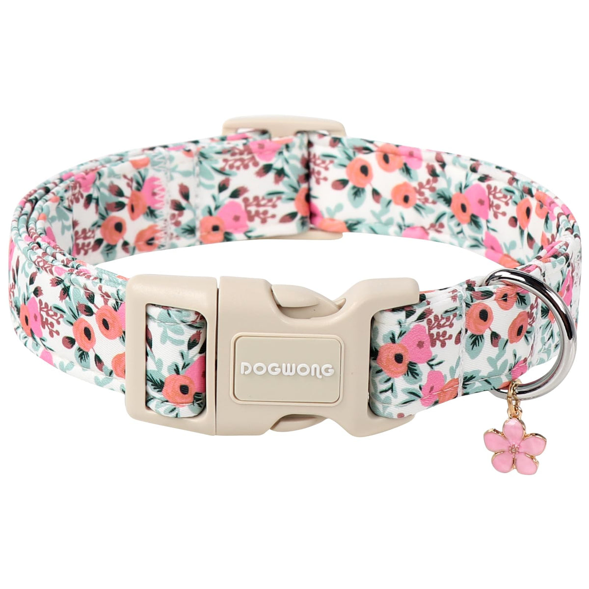 Collar DOGWONG Flower rosa suave para paseos diarios.