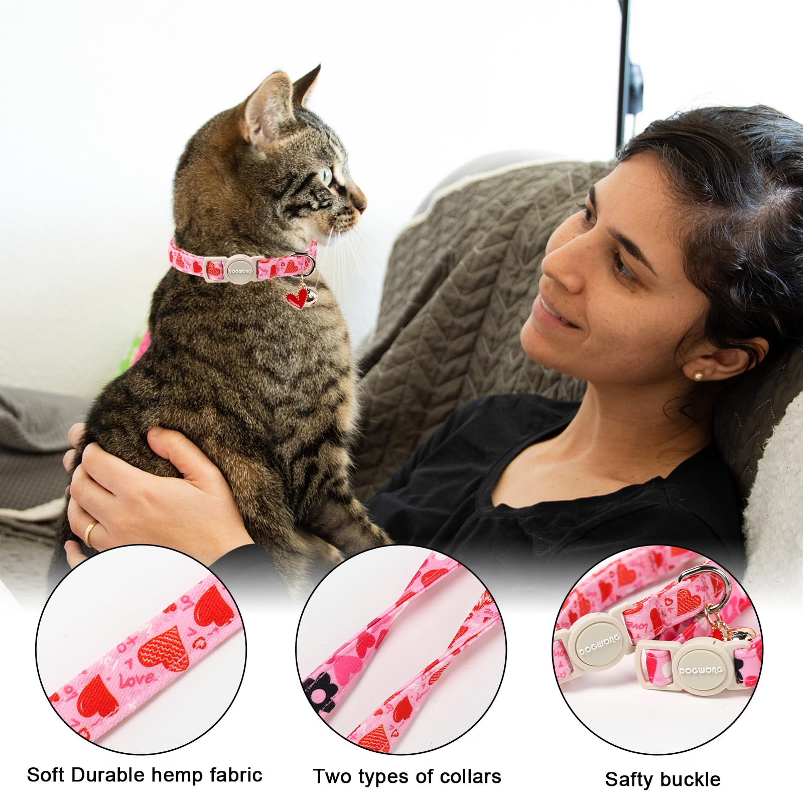DOGWONG collar ajustable 7-12 pulgadas, comodidad personalizable.