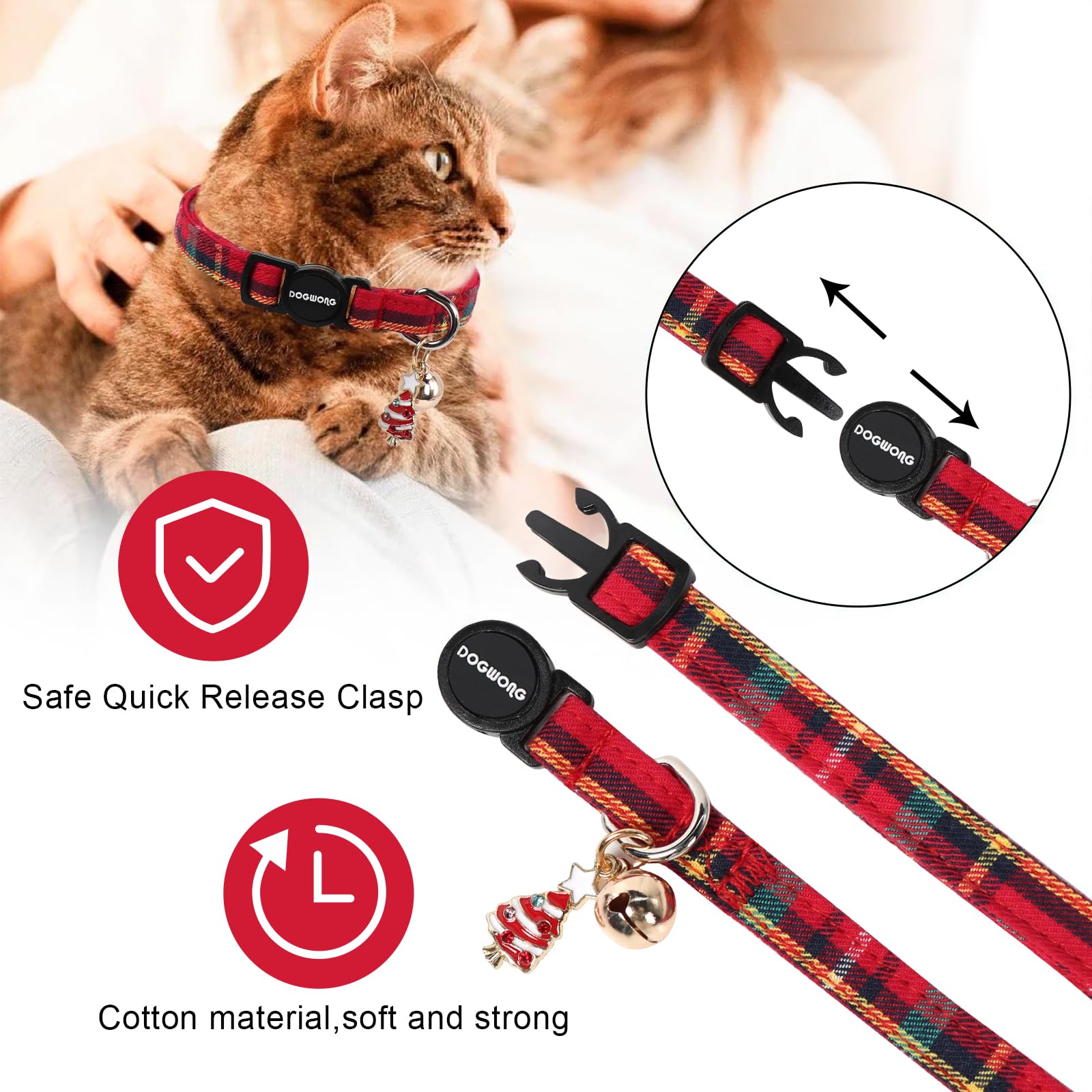 Collar DOGWONG para gatos, ajuste de 7,87 a 11,8 pulgadas, comodidad segura
