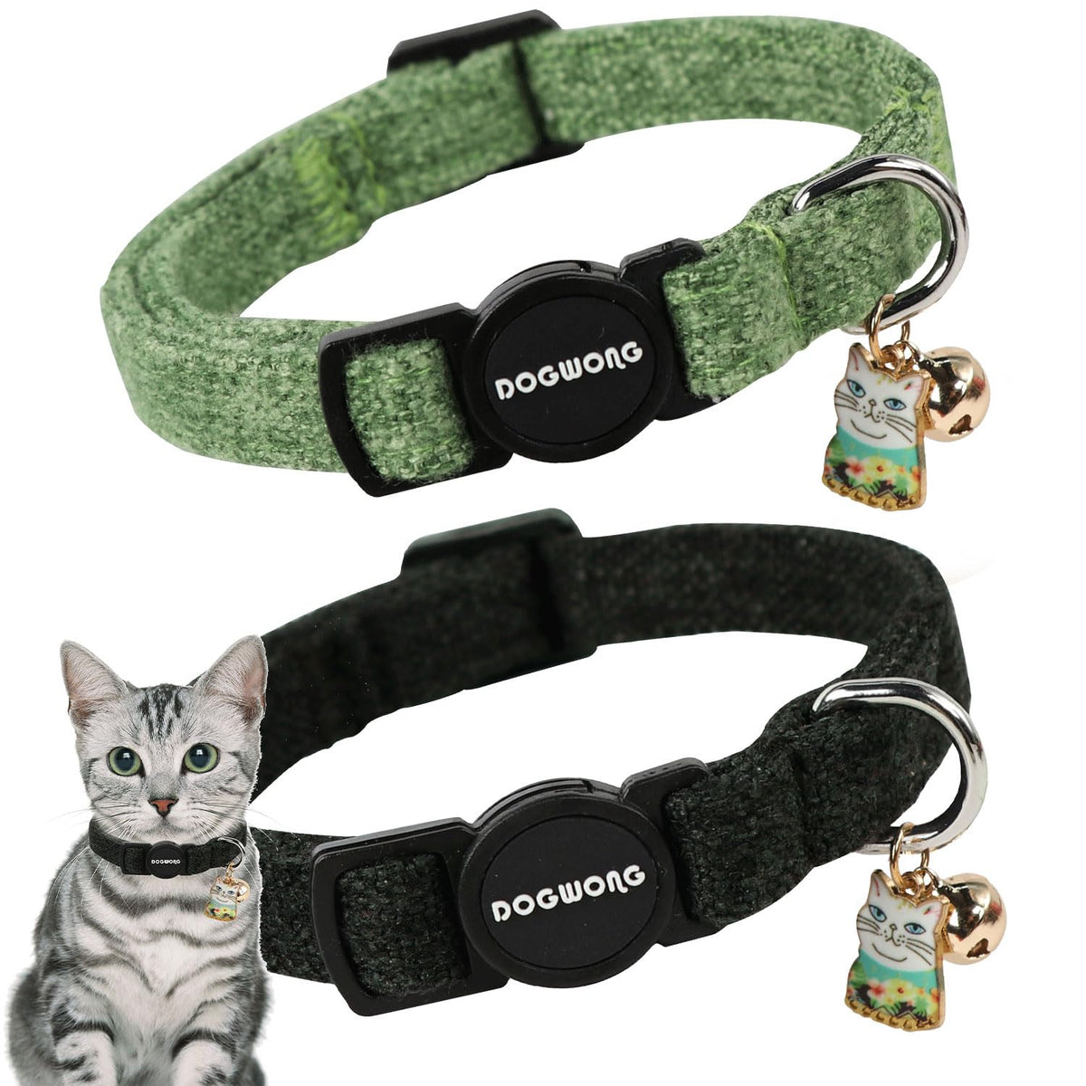 DOGWONG collar para gato con ajuste adjustable para comodidad segura.