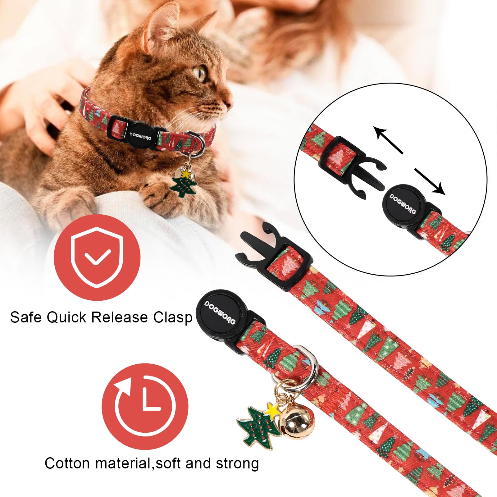 DOGWONG collar para gatos con cierre de seguridad, fácil de usar en casa.