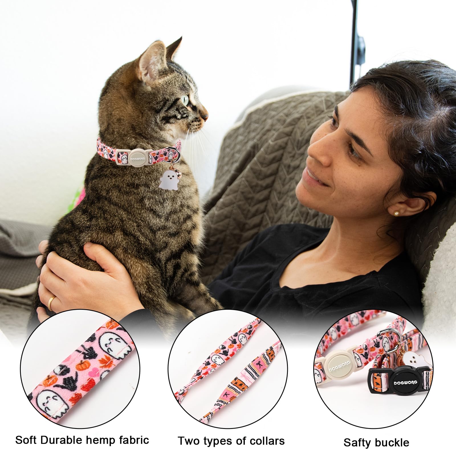 Collar DOGWONG para gatos con cierre seguro, evita extravíos