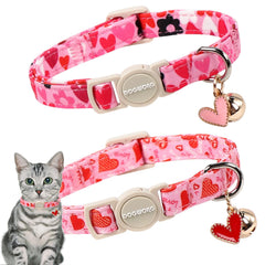 DOGWONG collar para gato con corazón rosa, diseño elegante.