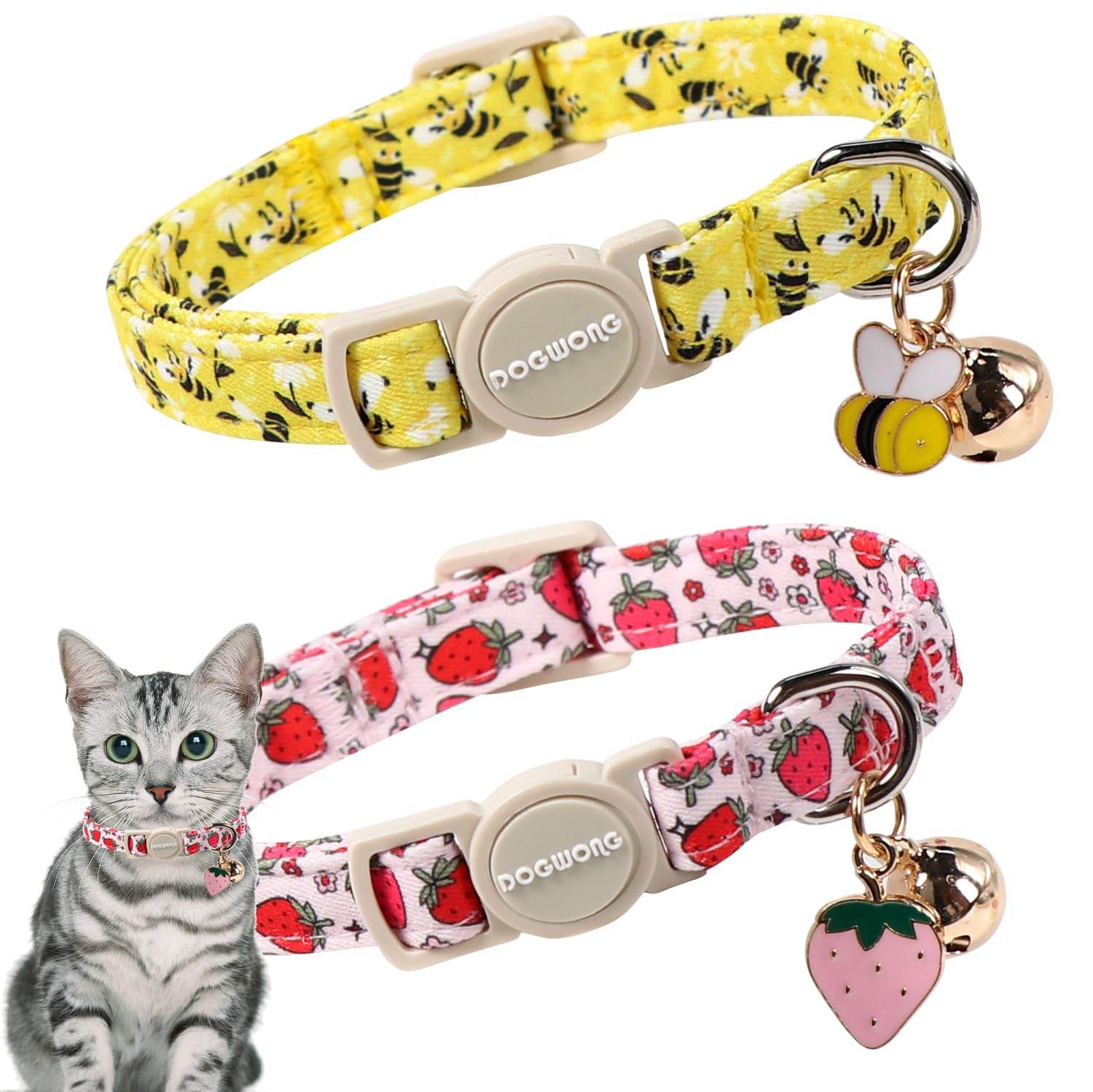 Collar DOGWONG para gato con diseño abeja, combina estilo y comodidad para tu felino.