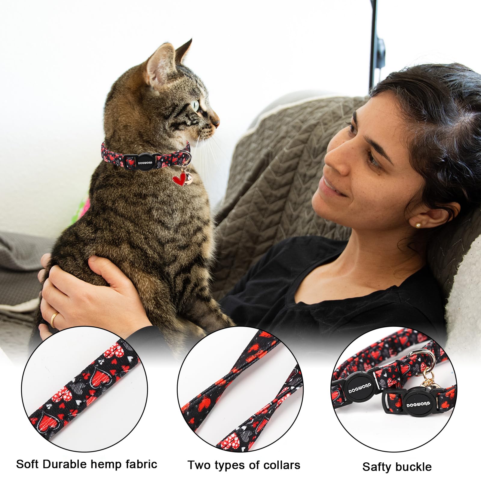 DOGWONG collar gato dos piezas, cambia de estilo con facilidad.