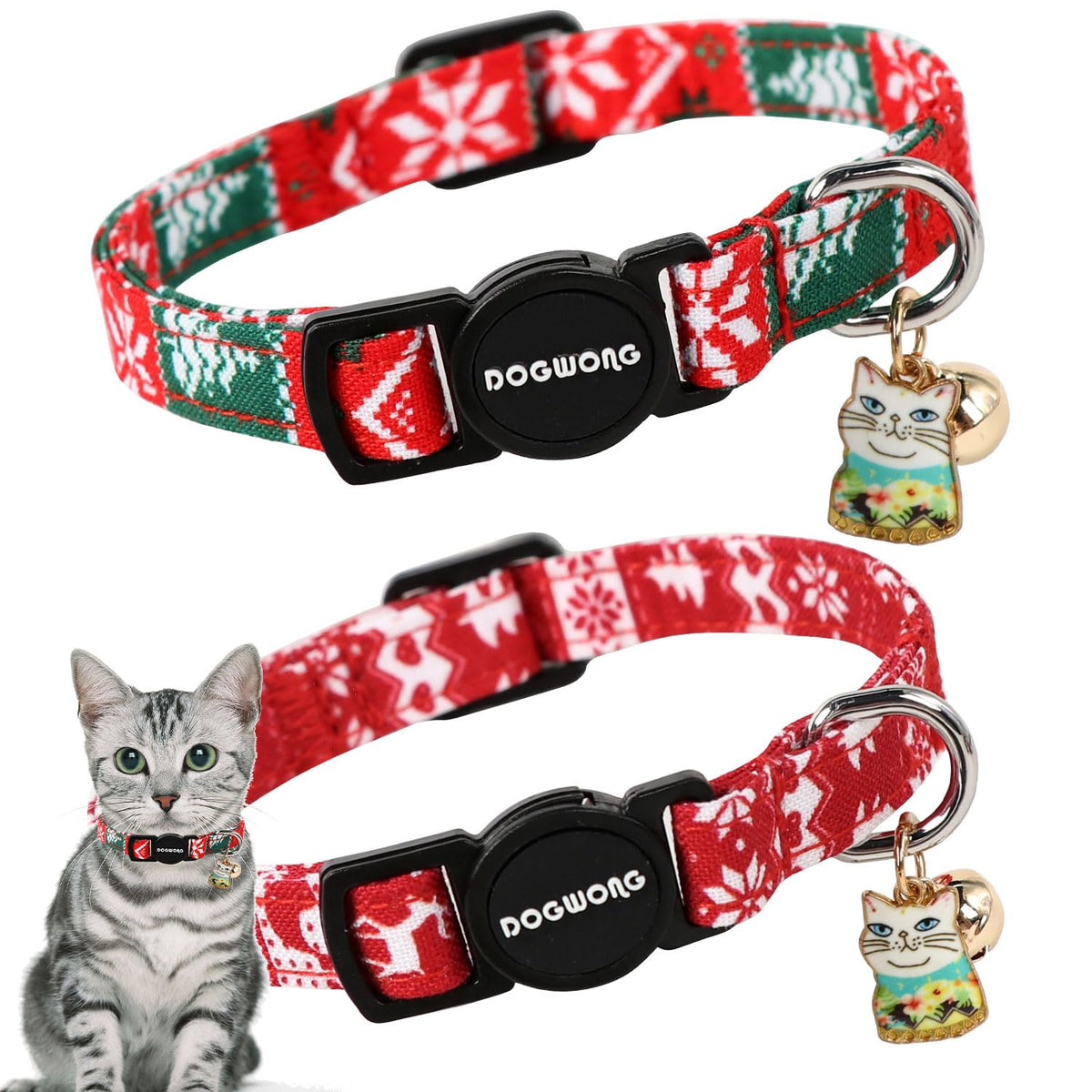 DOGWONG collar para gatos rojo con cascabel y ajuste cómodo para localizar a tu mascota