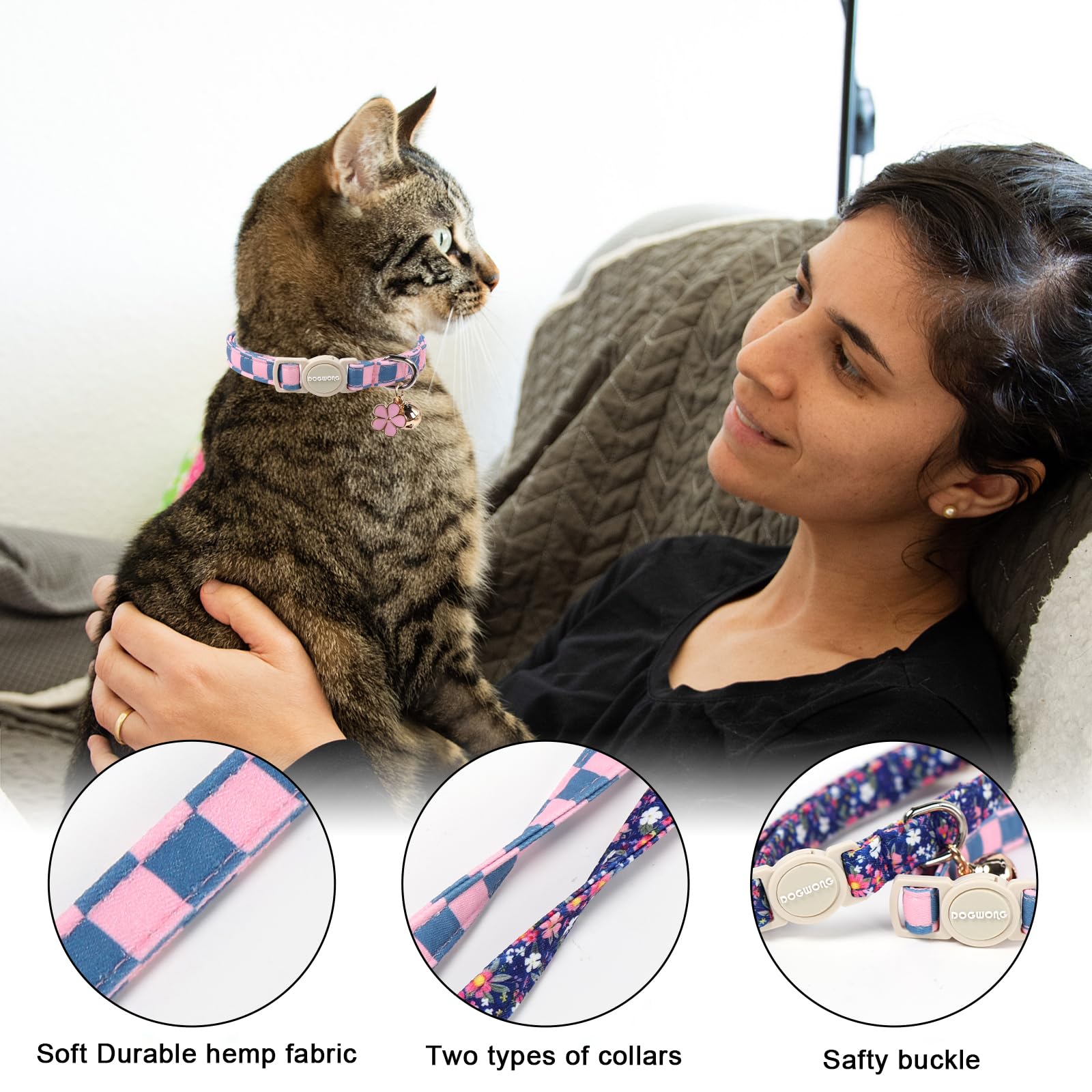 DOGWONG: dos collares para gatos con diseños florales para combinar atuendos diarios