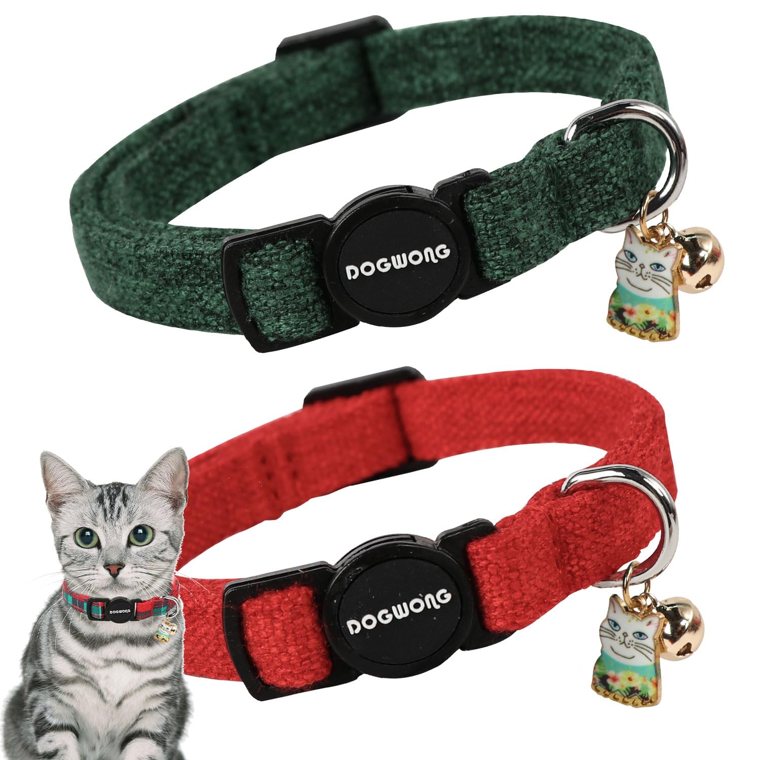 DOGWONG collar gatos, juego doble para estilos diarios.