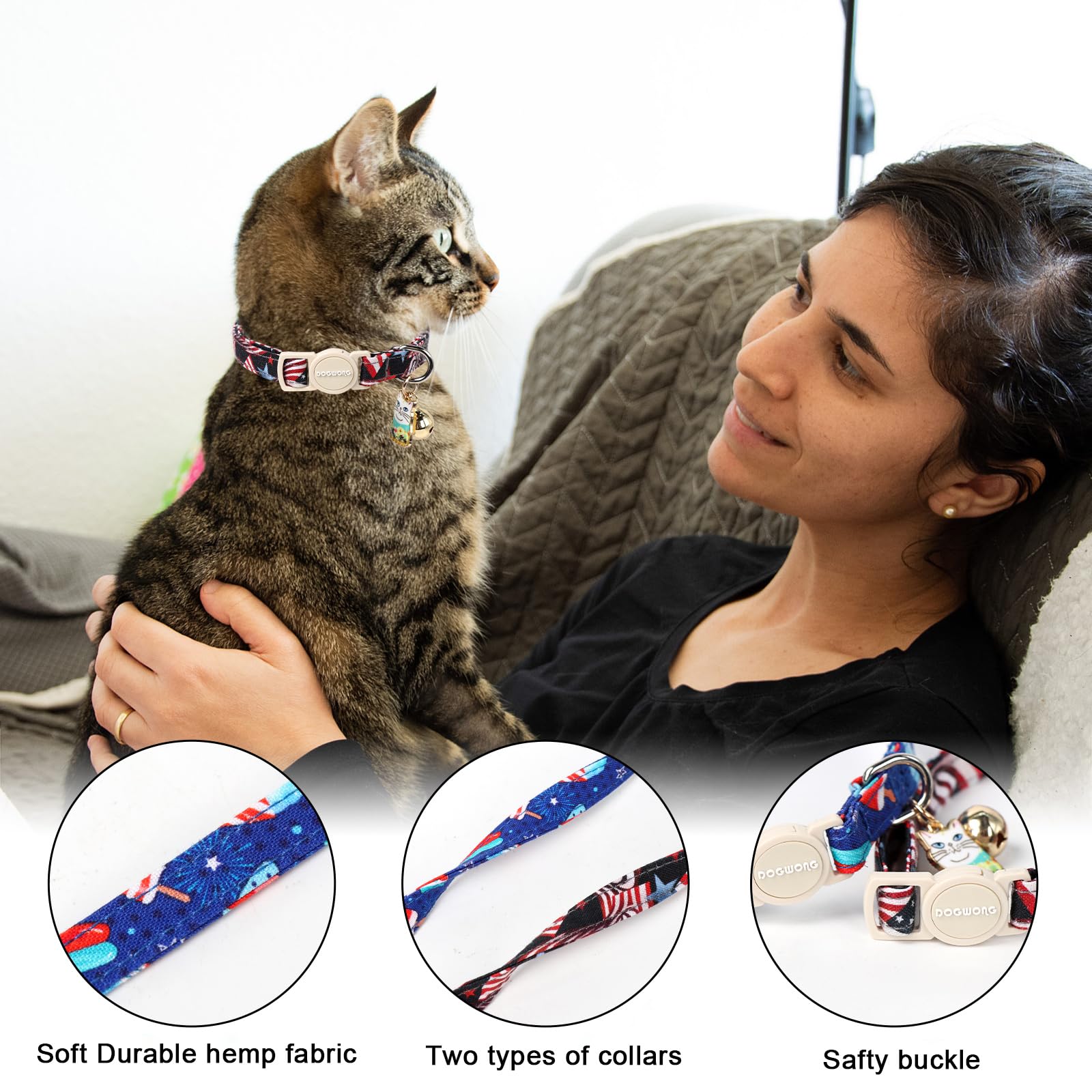 DOGWONG collar con hebilla liberación, seguridad para gatos y mascotas pequeñas.