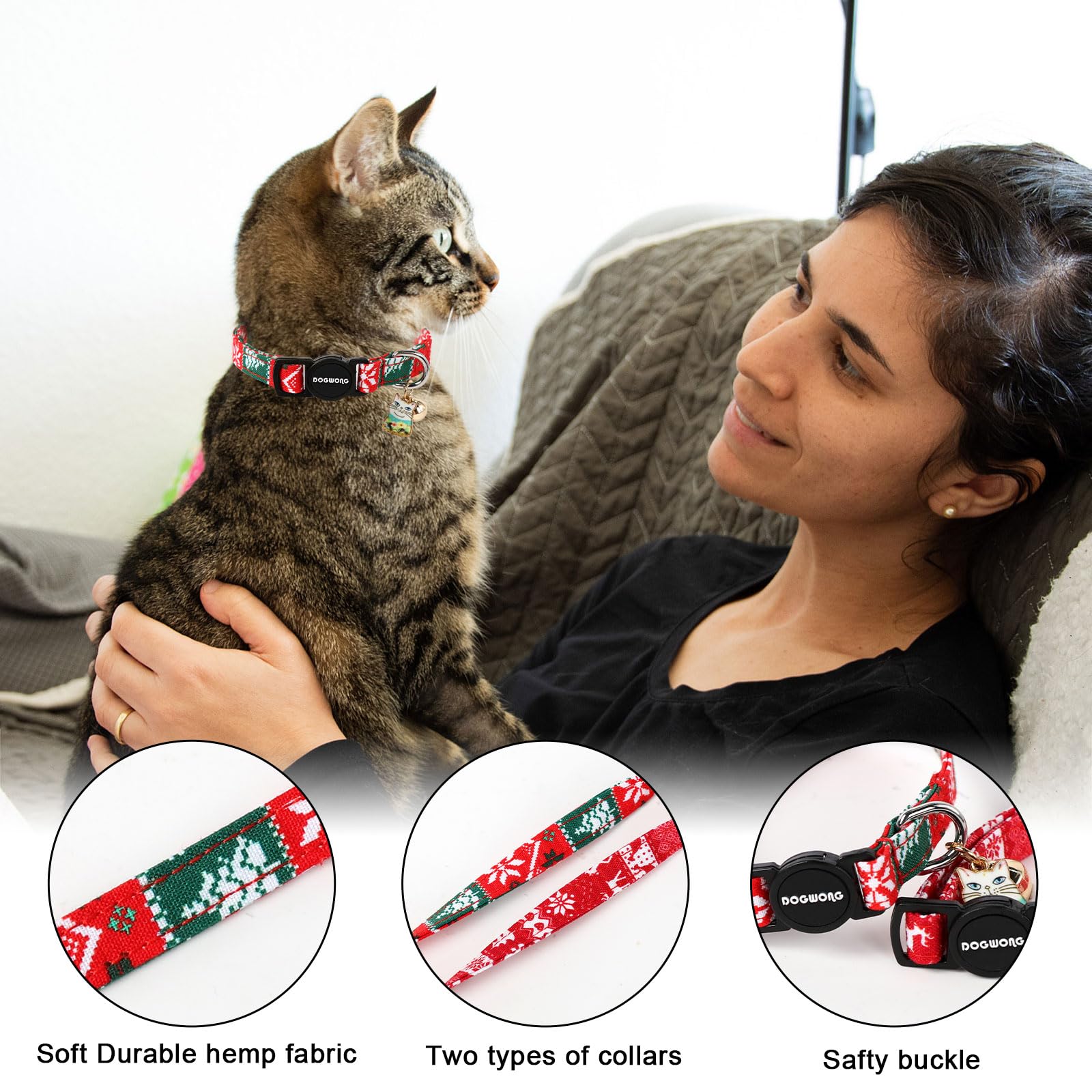 DOGWONG collar con hebilla de seguridad para gatos y perros pequeños