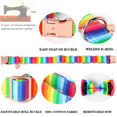DOGWONG collar arcoíris, material de algodón suave y tacto agradable.