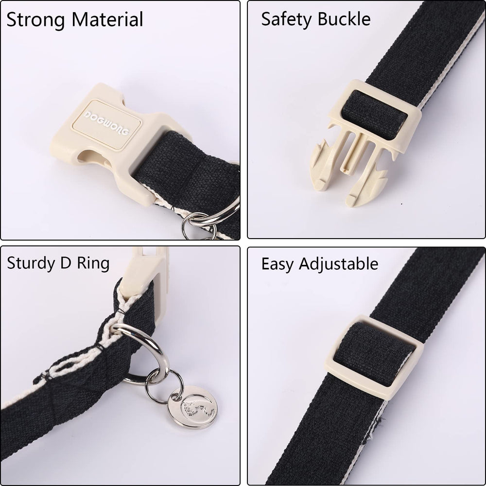 DOGWONG collar de material natural algodón-lino, transpirable para tu perro.