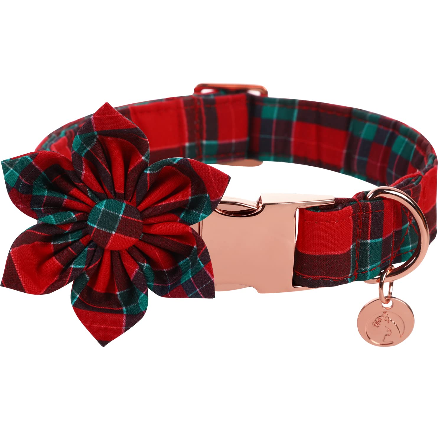 DOGWONG collar navidad flor: diseño festivo con flor que luce perfecto en fiestas.