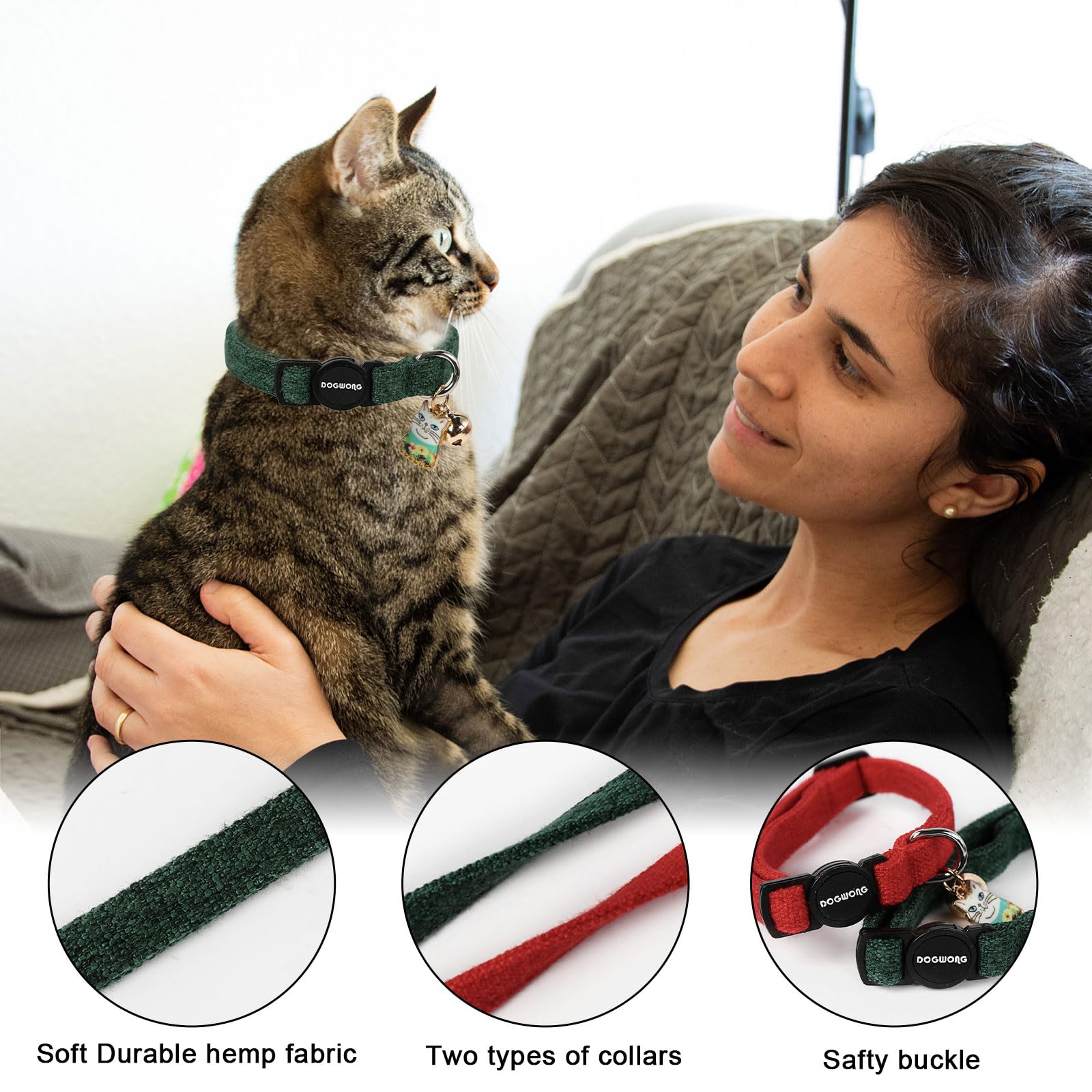 Collar navideño DOGWONG con campana para localización suave.