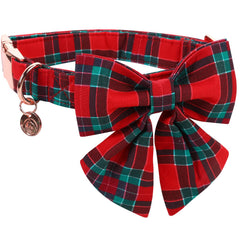 Collar DOGWONG con lazo marinero, ideal para fiestas navideñas.