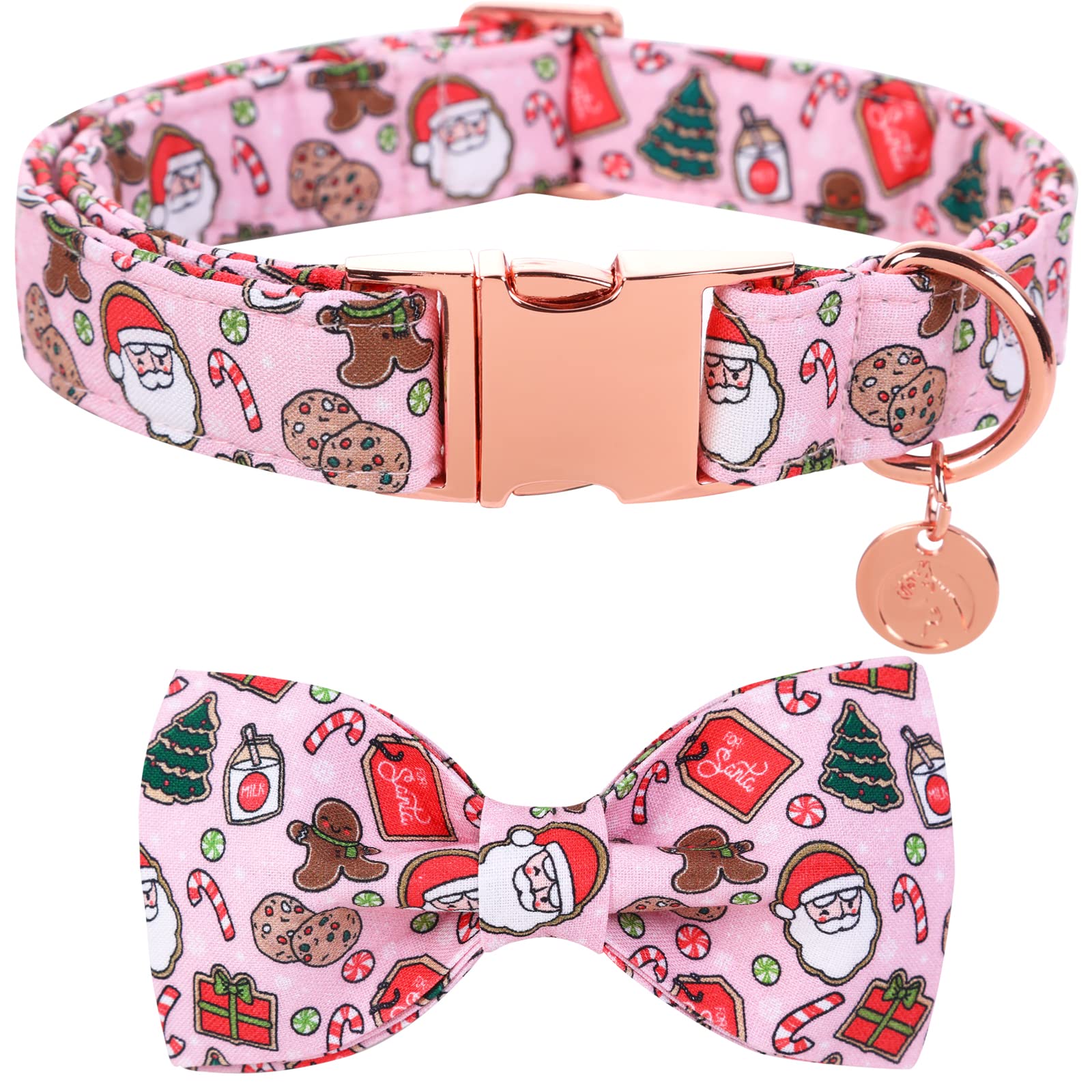 Collar DOGWONG navidad con lazo rosa sailor para fotos festivas.
