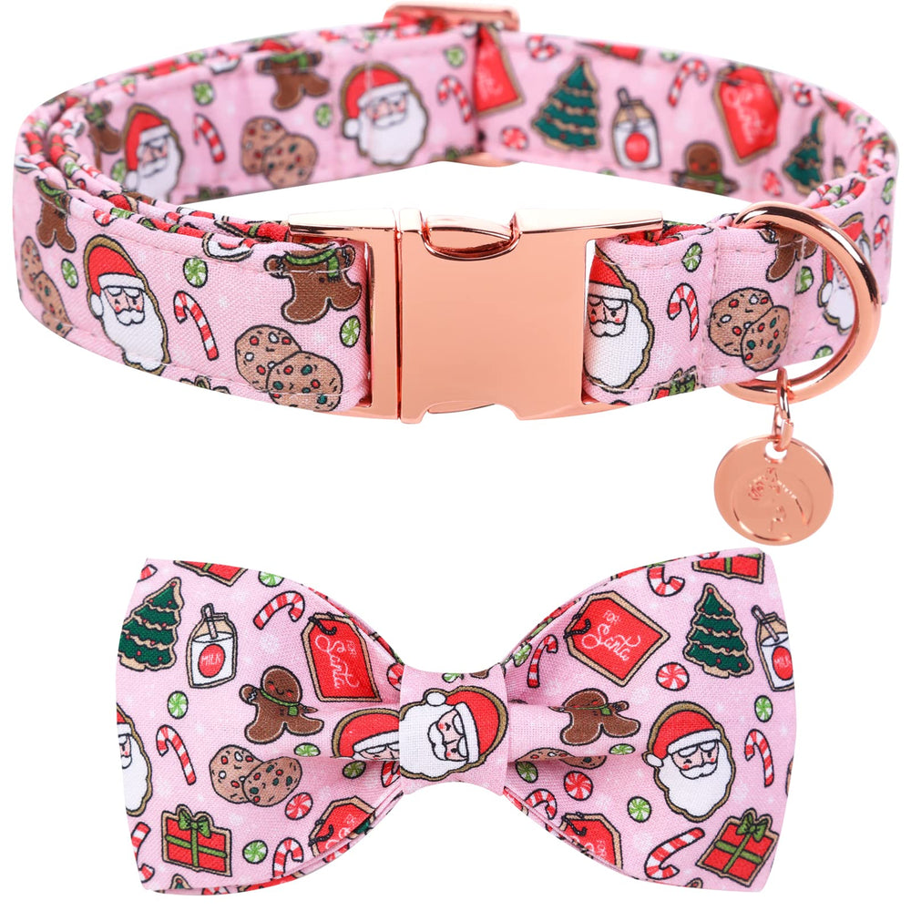 Collar DOGWONG navidad con lazo rosa sailor para fotos festivas.