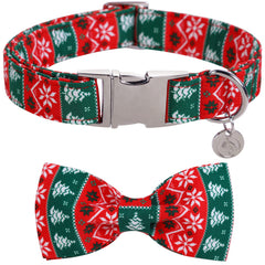 Collar DOGWONG navideño con lazo, cómodo para paseos festivos.