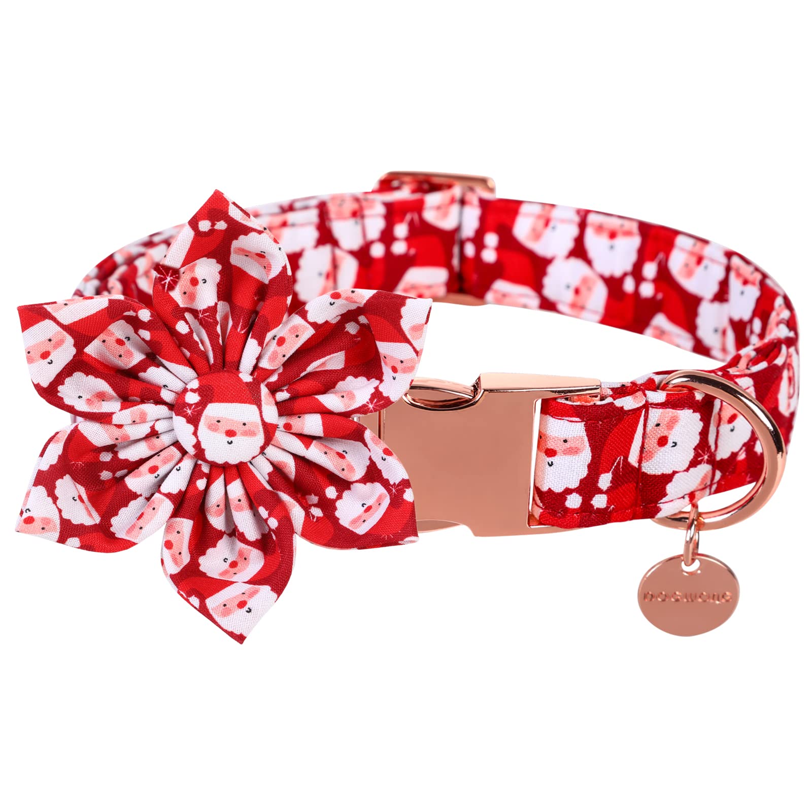 DOGWONG collar navideno con flor decorativa para paseos festivos.