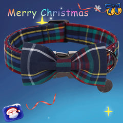 DOGWONG collar perro ajustable de cuadros rojos y azules, cómodo y seguro.