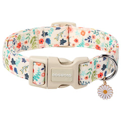 DOGWONG collar de algodón con flor rosa para paseos diarios.