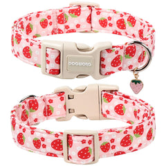 Collar DOGWONG con fresas rosas, fácil de limpiar en casa