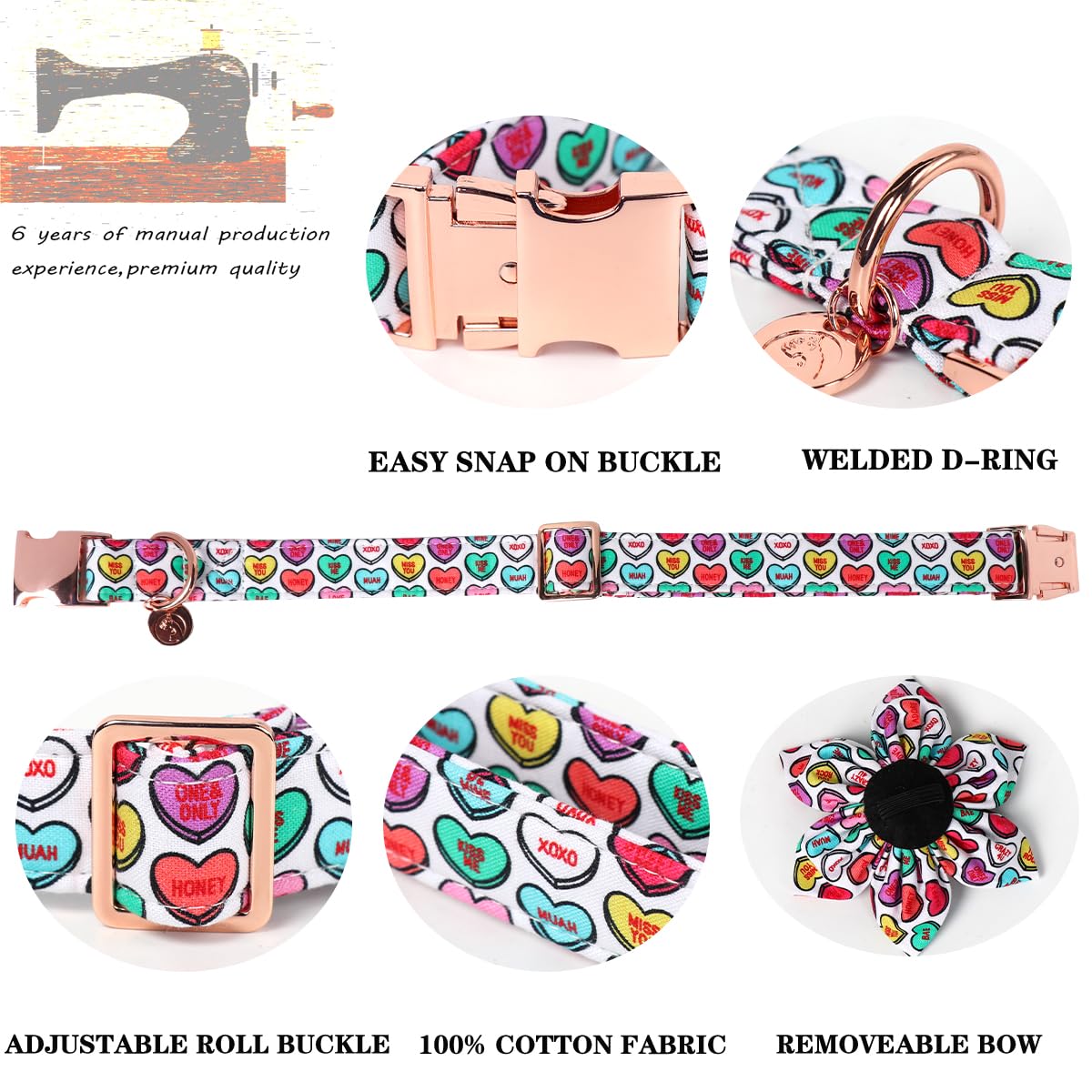 Collar DOGWONG de algodón natural, transpirable y suave para el pelaje del perro.