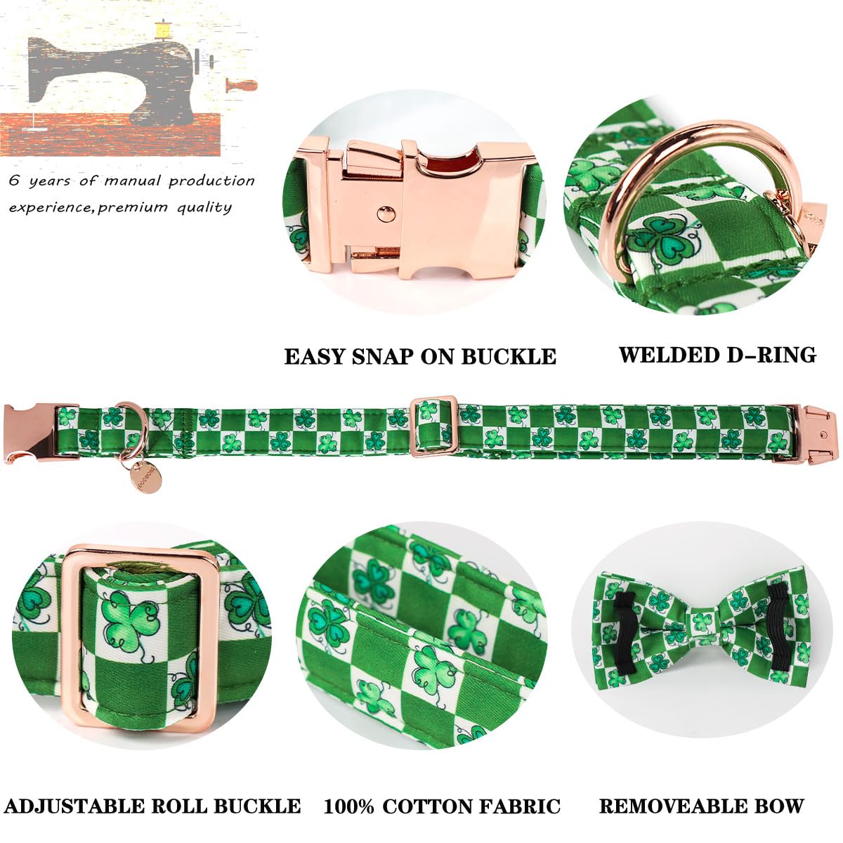 Collar DOGWONG de algodón suave, minimiza irritación en la piel
