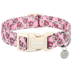 Collar DOGWONG para perro con corazones rosas, ajuste cómodo para paseos