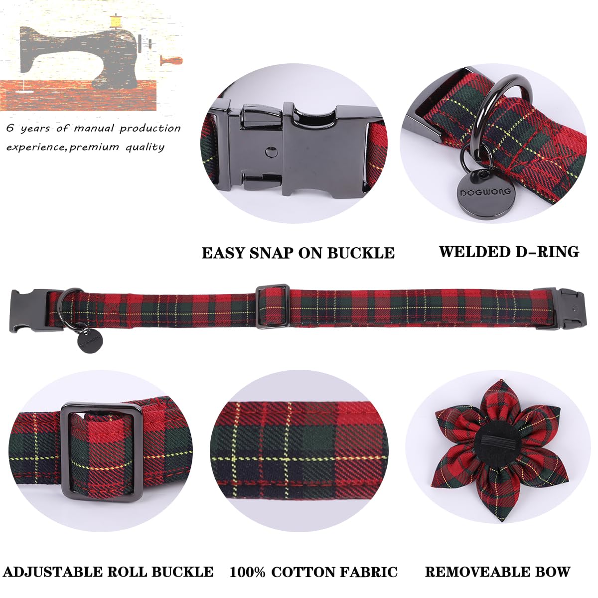 Collar DOGWONG con cierre rapido y anilla D para seguridad