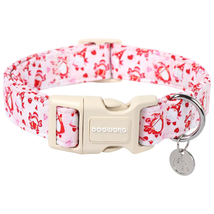 DOGWONG collar perro corazon rosado talla M, cómodo y seguro para paseos diarios.
