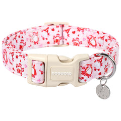 DOGWONG collar perro corazon rosado talla M, cómodo y seguro para paseos diarios.