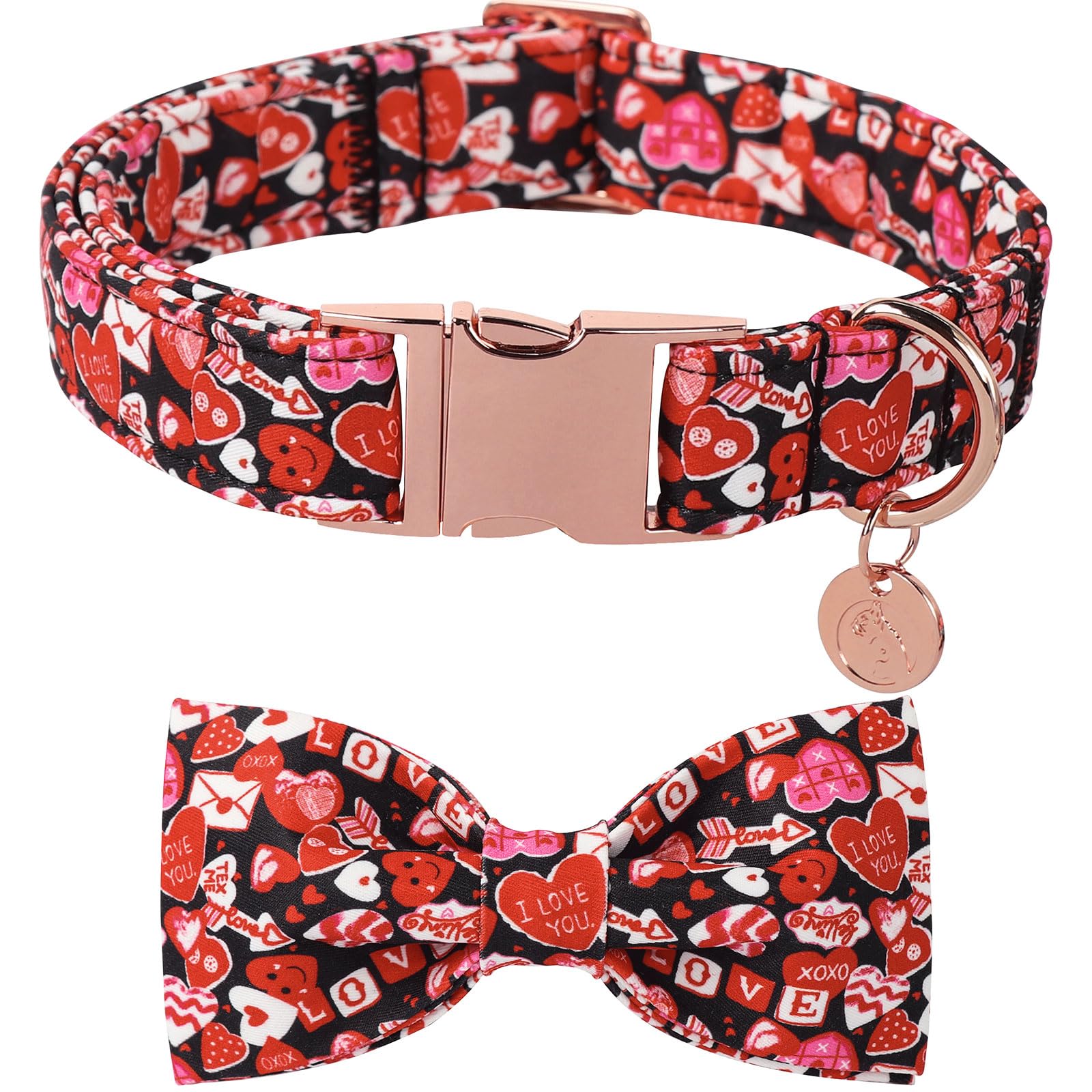 Collar DOGWONG con corazon rosado para perros, ideal para eventos especiales.