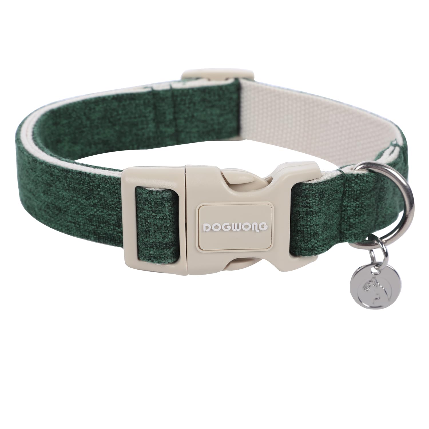 DOGWONG collar para perro con tejido de algodón y cáñamo y hebilla rápida